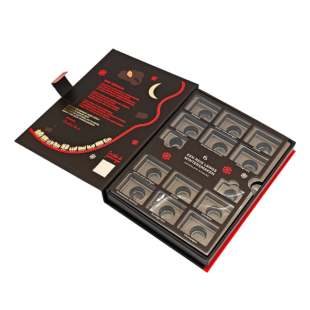 Custom chocolate box packaging structure for elegant retail display